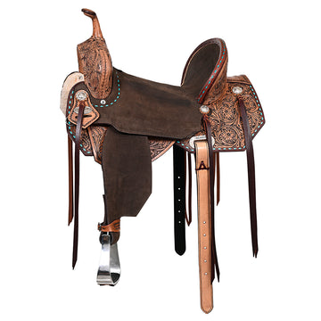Flex Tree Western Horse Saddle In American Leather Barrel Trail By Hilason